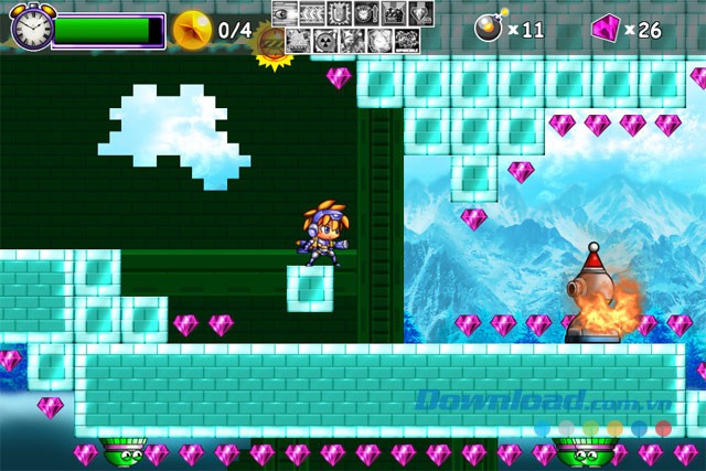 Điều khiển nhân vật trong game phiêu lưu đi cảnh Dyna Bomb