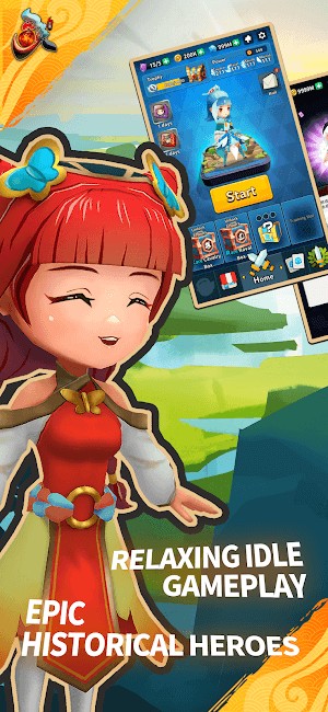 Gameplay idle thư giãn với các anh hùng Tam Quốc lịch sử