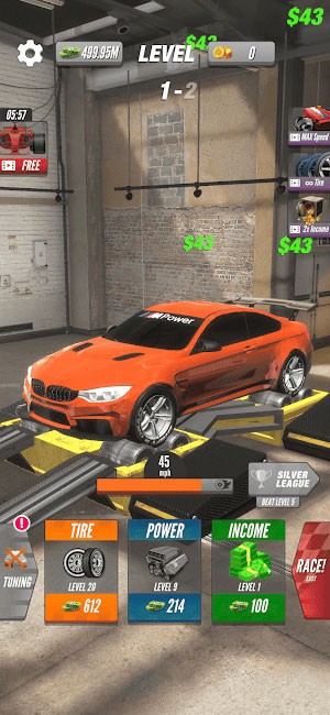 Bắt đầu công việc độ xe của bạn trong gara của game Dyno 2 Race