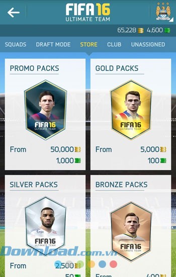 Giao diện cửa hàng trong EA SPORTS FIFA 16 Companion
