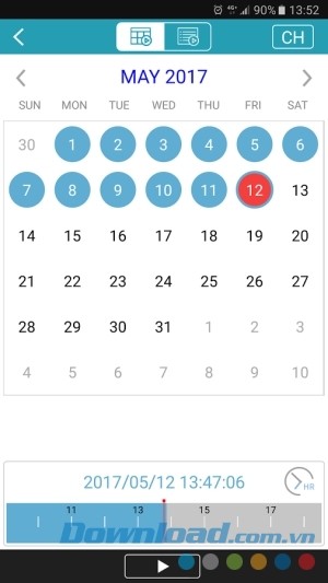 EagleEyes Lite cho Android hỗ trợ lịch