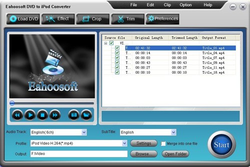 Eahoosoft DVD to iPod Converter