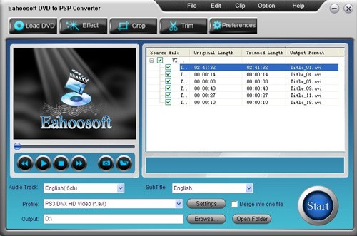 Eahoosoft DVD to PSP Converter