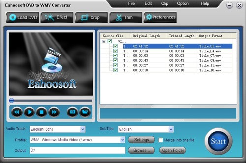 Eahoosoft DVD to WMV Converter