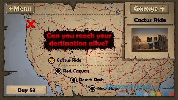 Bản đồ môi trường trong Earn to Die cho Android