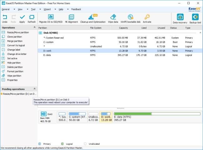 Xác nhận file phân vùng trong EaseUS Partition Master
