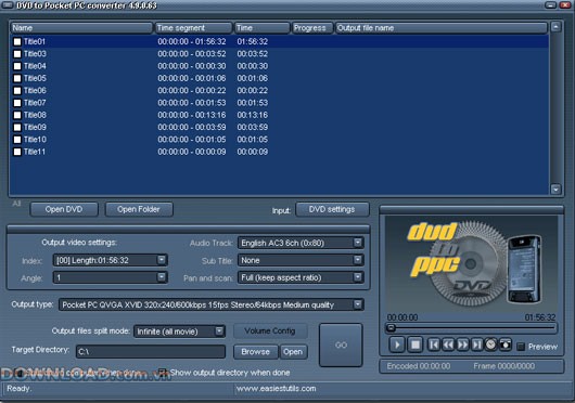 Easiestutils DVD to Pocket PC converter
