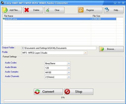 Easy AMR MP3 M4A WAV WMA Audio Converter