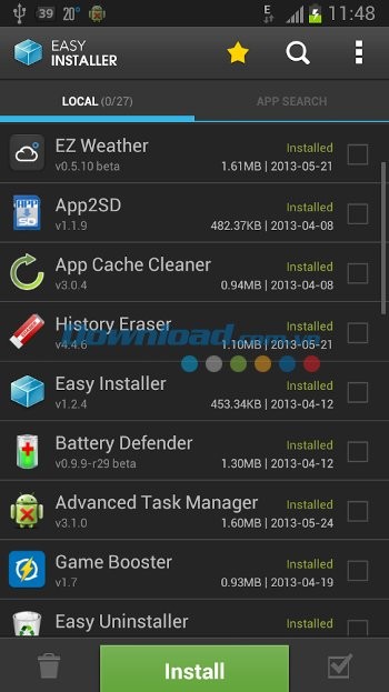 Giao diện ứng dụng Easy Installer