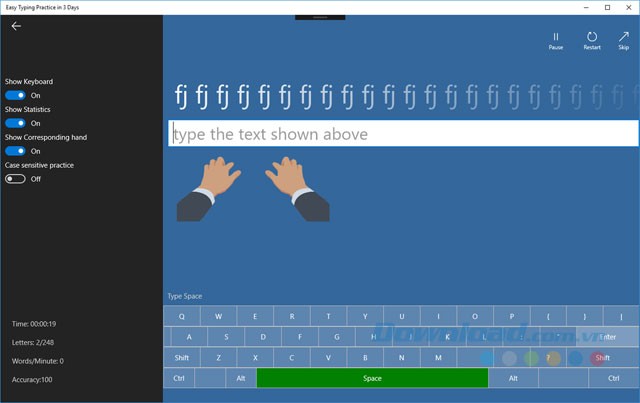 Giao diện Easy Typing Practice