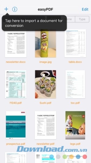 giao diện easyPDF cho iOS