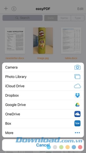 easyPDF cho iOS chọn file chỉnh sửa