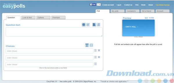 Giao diện của EasyPolls