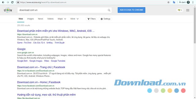 Tìm kiếm với Ecosia để góp phần trồng cây trên toàn thế giới