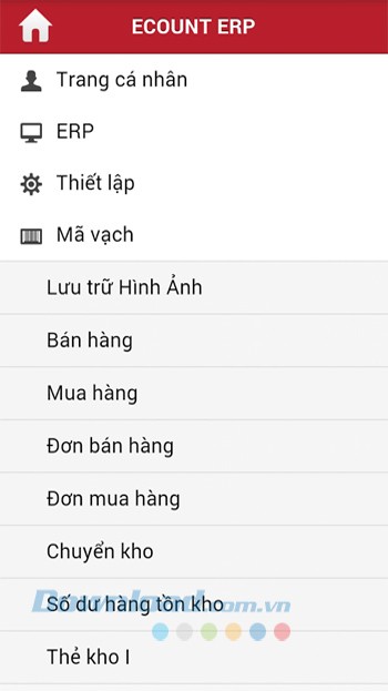 Danh mục chính của Ecount ERP