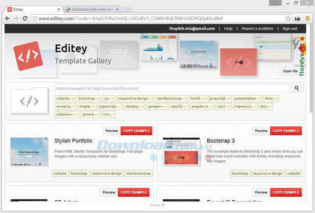 Giao diện trang web Editey