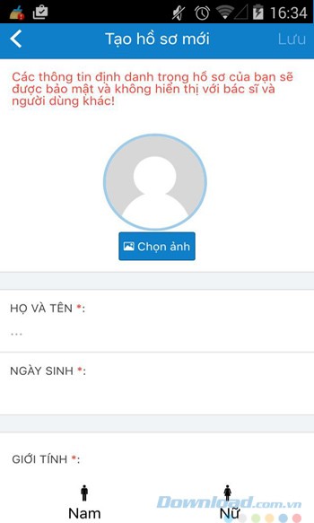 Tạo hồ sơ theo dõi sức khỏe