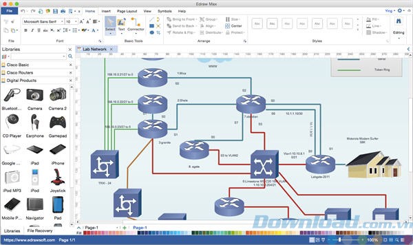 Tạo sơ đồ mạng trong Edraw Max cho Mac