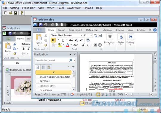 Giao diện của Edraw Office Viewer Component