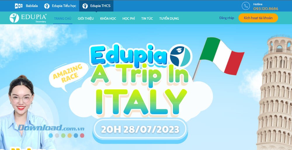 Trang chủ của website Edupia THCS