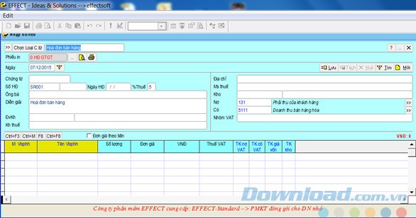 Giao diện chính của phần mềm EFFECT Standard