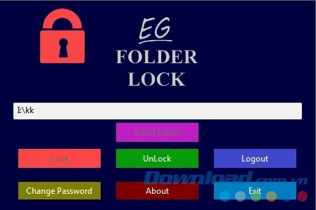 Nhập thư mục cần bảo mật vào EG Folder Lock