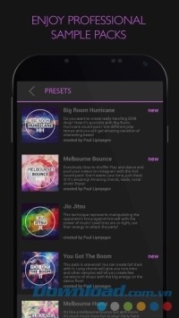 Electro Drum Pads 24 cho Android có nhiều gói sample độc đáo