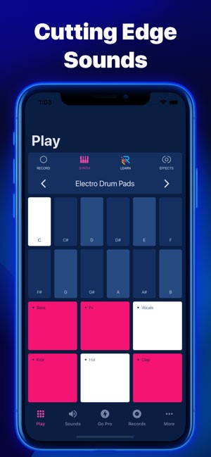 Electro by Drum Pads 24 app hỗ trợ gói âm thanh chất lượng cao