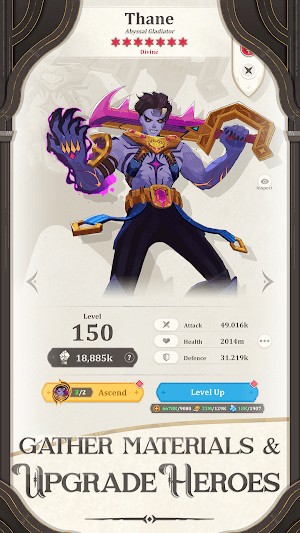 Thu thập vật liệu và nâng cấp anh hùng