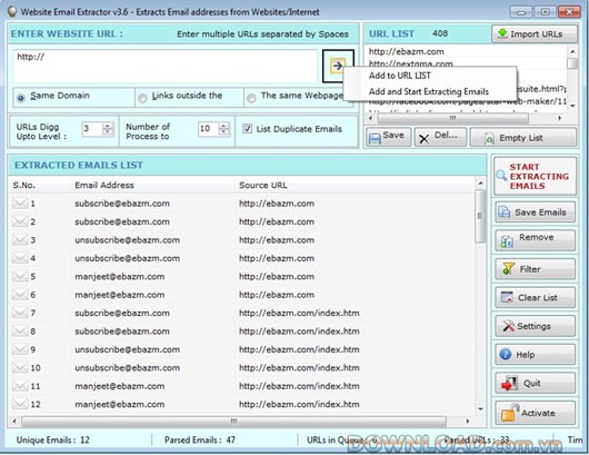 Email Extractor URL