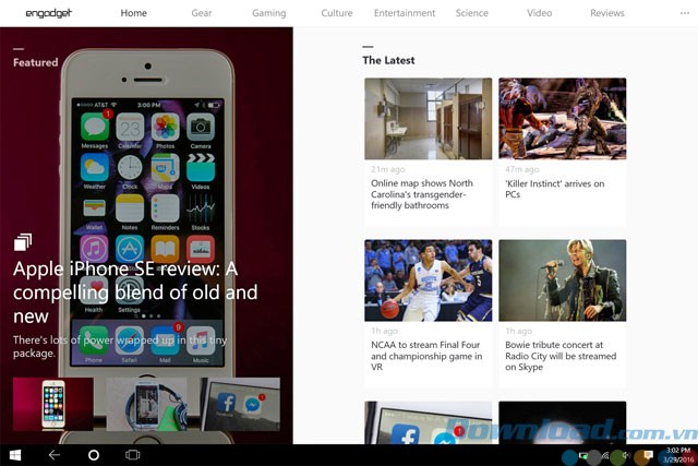 Giao diện ứng dụng Engadget