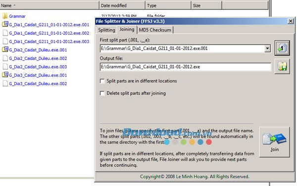 Ghép file bằng File Splitter & Joiner