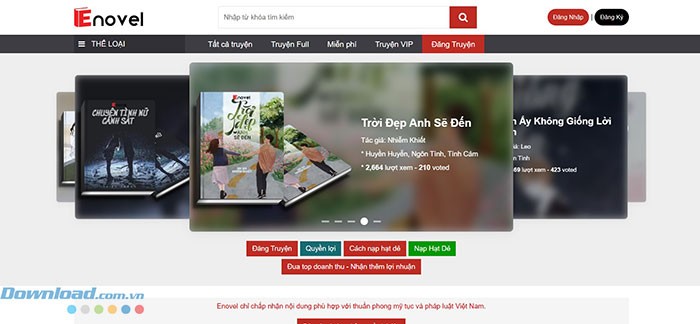 Enovel là nền tảng đọc và viết truyện chữ, nơi tác giả sẽ nhận được nhuận bút từ các tác phẩm của mình