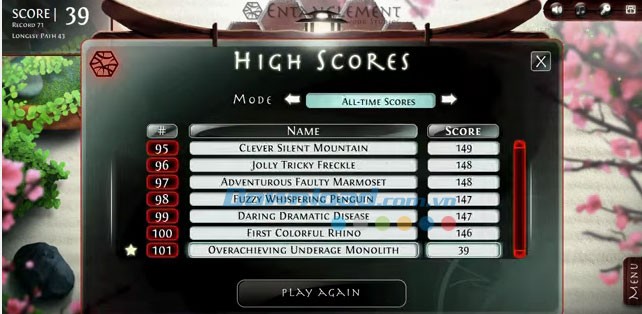 Bảng xếp hạng game