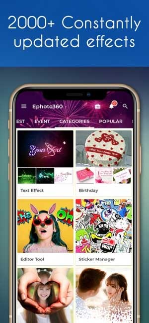 Ephoto 360 cung cấp hơn 200 hiệu ứng đa dạng