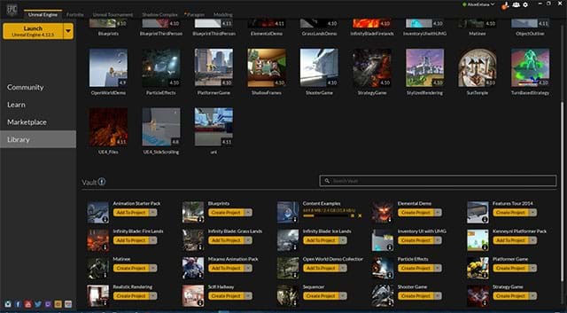 Giao diện của Epic Games Launcher