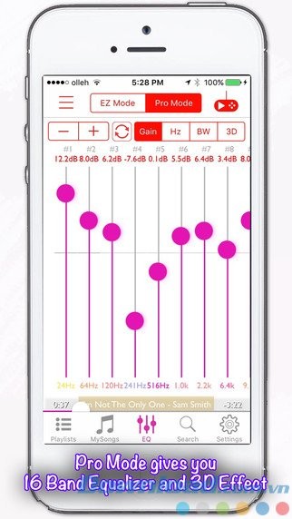 Chỉnh EQ và hiệu ứng 3D