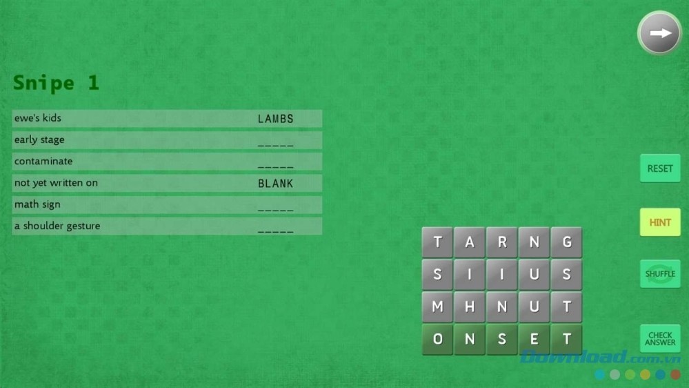 Tìm ra từ tiếng Anh chuẩn xác trong game giải đố miễn phí Equal Words cho Windows Phone và máy tính