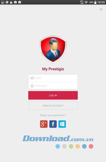 Màn hình đăng nhập eReader Prestigio