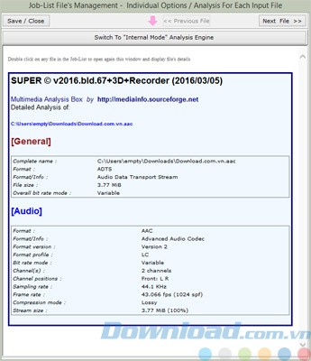 Xem thông tin chi tiết tập tin