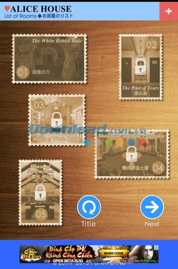 Các căn phòng trong game Escape Alice House