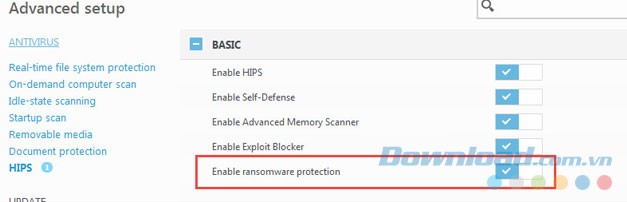 Thiết lập chương trình diệt virus
