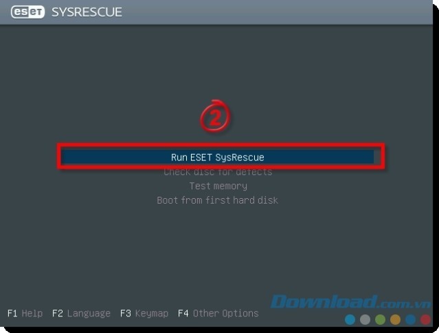 Khởi động phần mềm bảo vệ máy tính ESET SysRescue