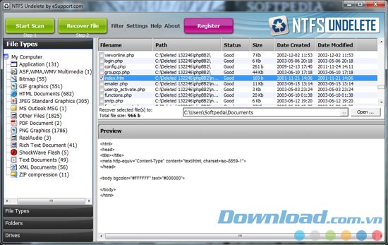 eSupport NTFS Undelete
