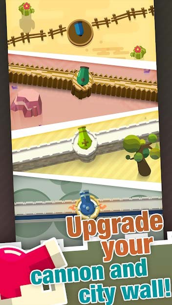 Nâng cấp súng đại bác và tường thành bảo vệ thành phố của bạn trong Eternal Cannon