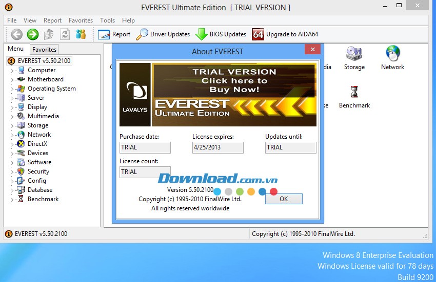 Everest Ultimate trên Windows 8
