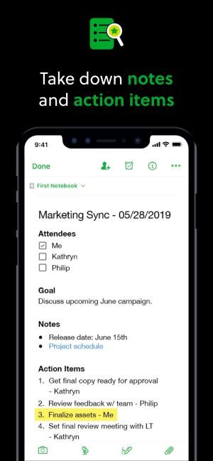 Viết note và hành động