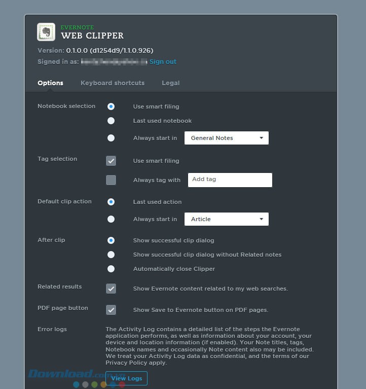 Các thiết lập cài đặt