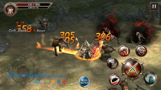 Giao diện màn đấu trong game EvilBane: Rise of Ravens