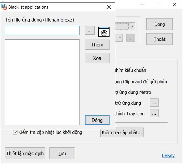 Giao diện Loại trừ ứng dụng
